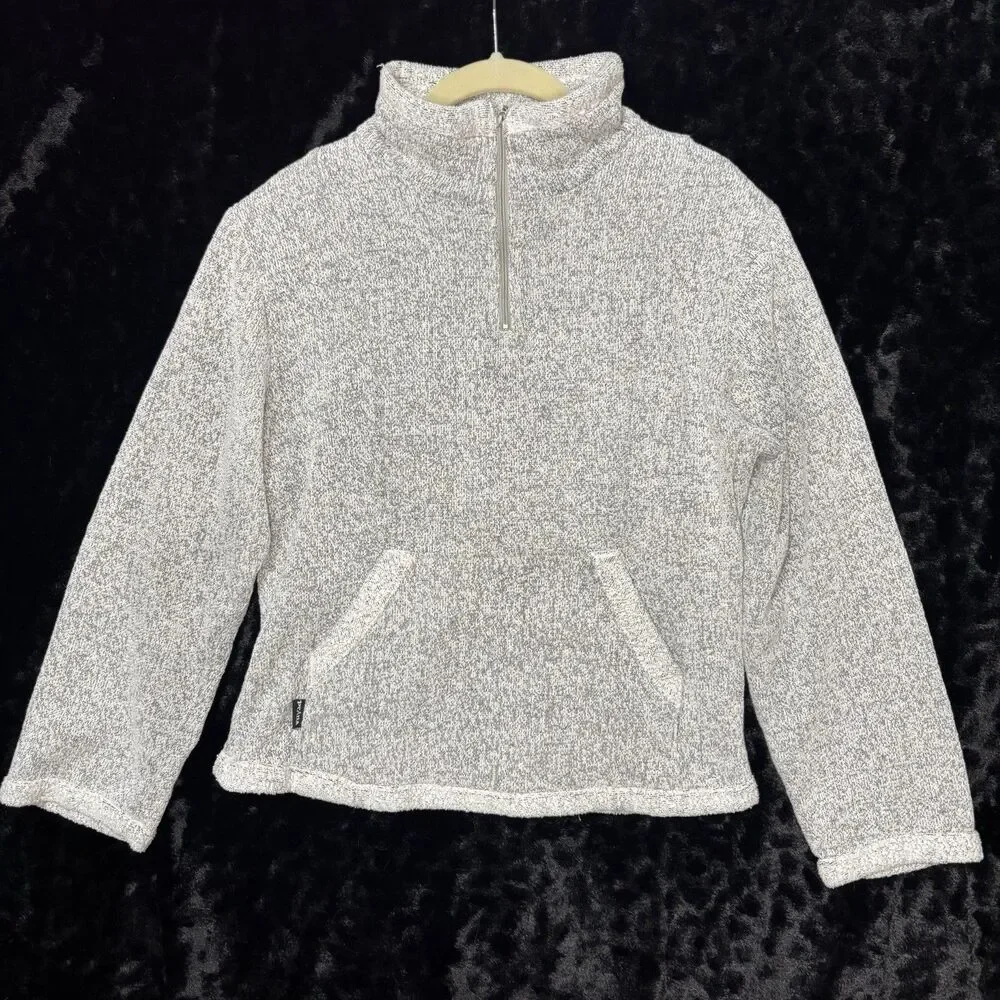 PrAna Kids Quarter Zip Sweatshirt Sz L Light Gray Cozy‎ Outdoor Hiking Gorpcore
